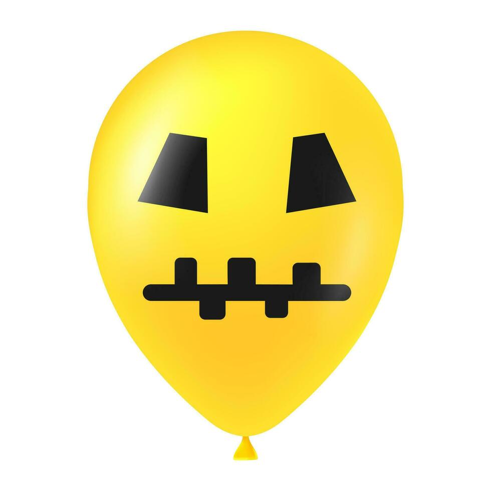 Halloween yellow balloon illustration with scary and funny face vector