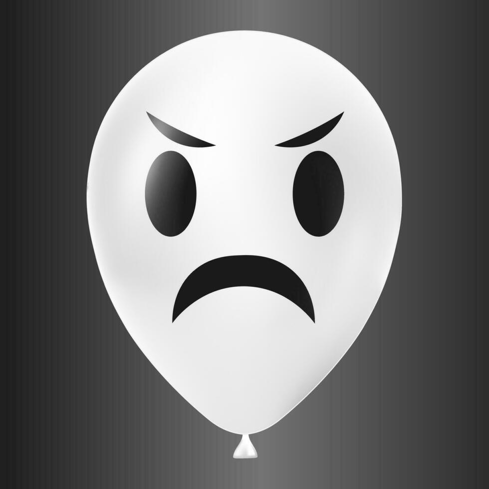 Halloween white balloon illustration with scary and funny face isolated on dark background vector