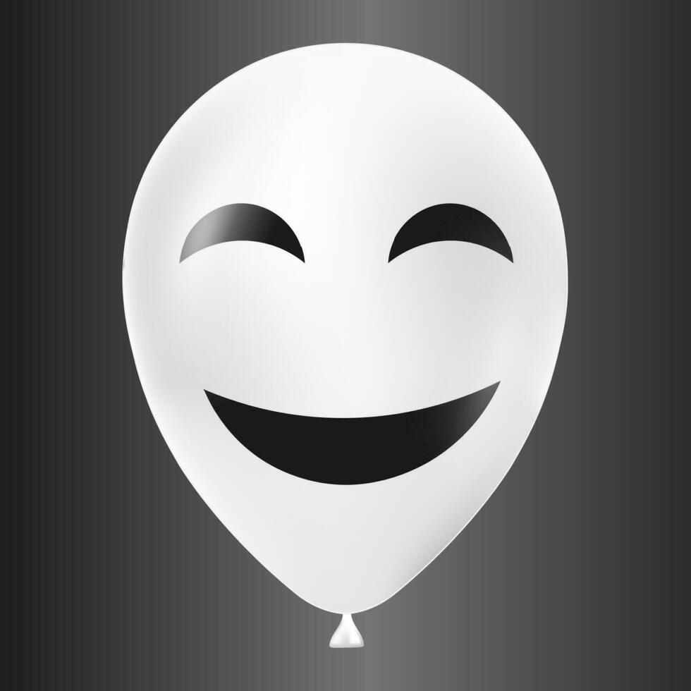 Halloween white balloon illustration with scary and funny face isolated on dark background vector