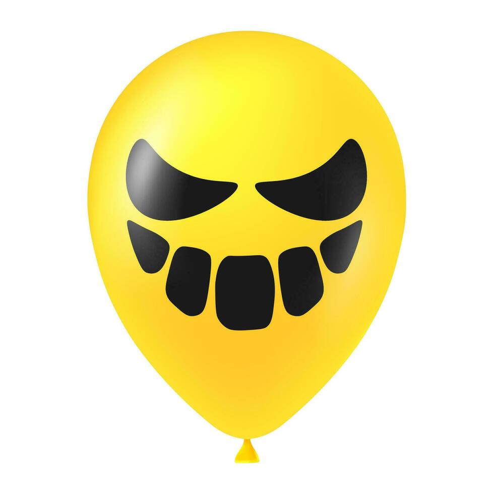 Halloween yellow balloon illustration with scary and funny face vector