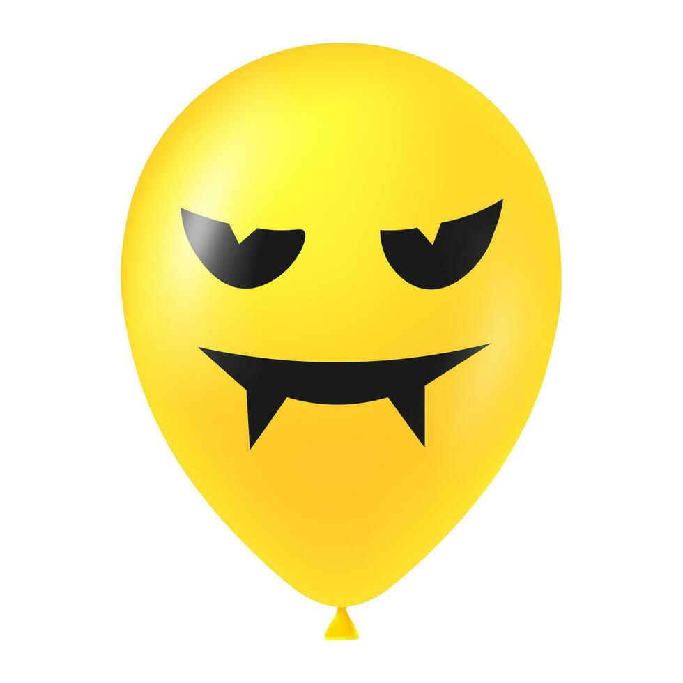 Halloween yellow balloon illustration with scary and funny face vector