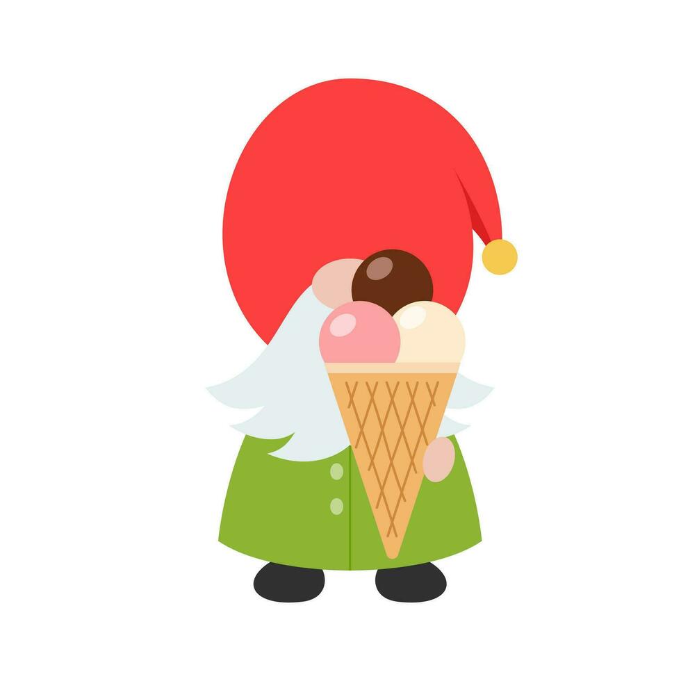 Cute Summer Gnomes. Hello Summer Beach Party With Cute Gnomes Isolated On White. Surfing Gnome Character, Cartoon Illustration. vector