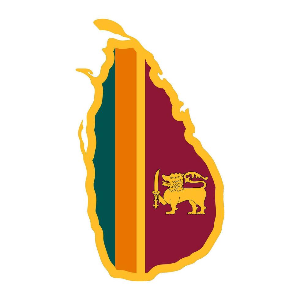 Sri Lanka map silhouette with flag isolated on white background vector