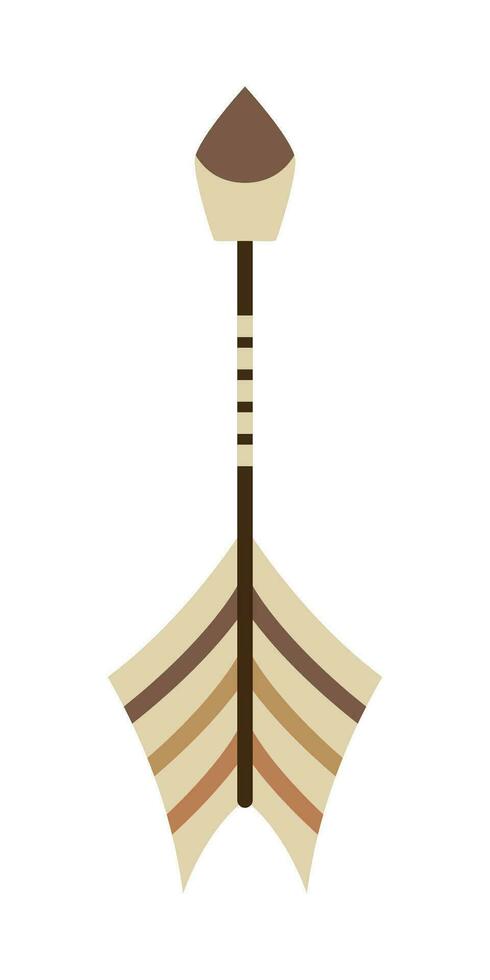 Ethnic Arrow Illustration. Boho Arrow In Flat Design Illustration.  Decorative design element in Boho style. Vector illustration isolated on white background.