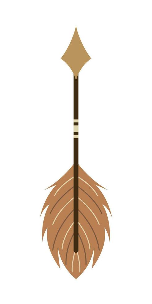 Ethnic Arrow Illustration. Boho Arrow In Flat Design Illustration.  Decorative design element in Boho style. Vector illustration isolated on white background.