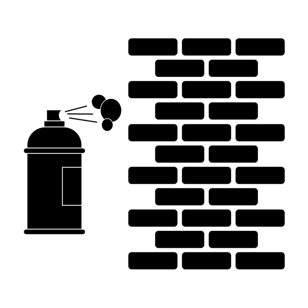 Brick wall and spray paint icon in trendy design style vector