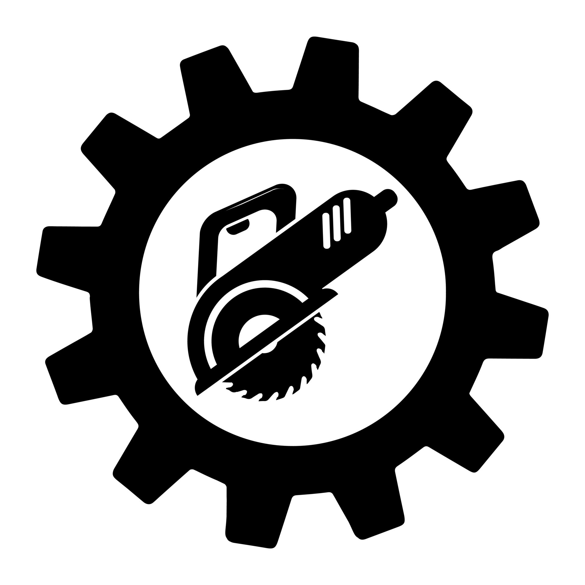 Circular saw in gear simple icon. From Working tools, Construction and