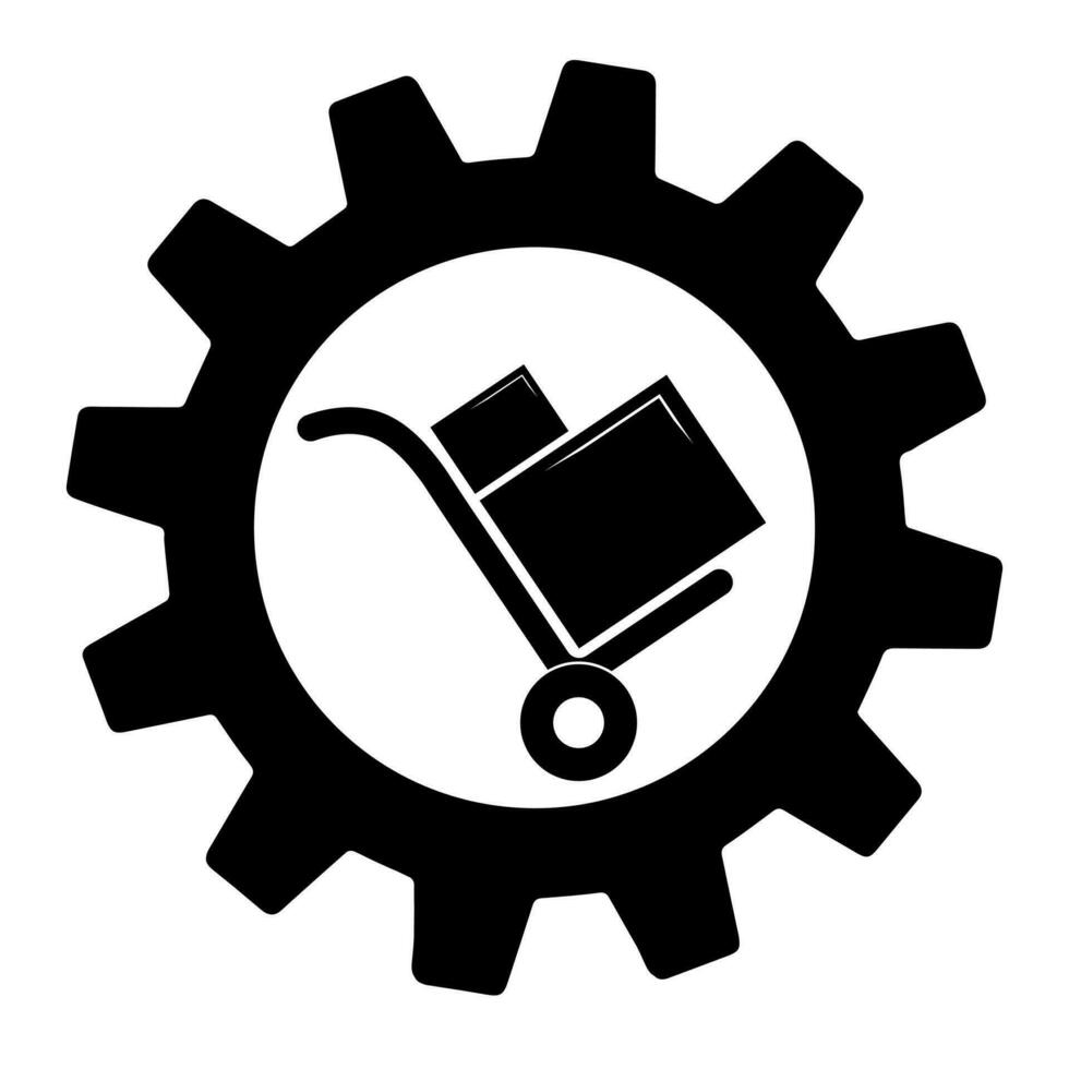 Handcart in gear icon, vector illustration. Flat design style