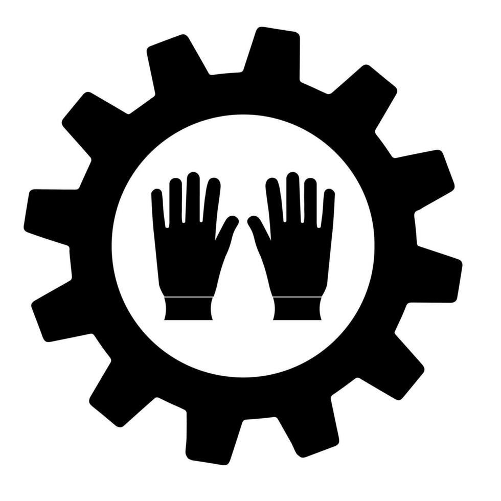 Gloves flat design illustration in gear, Construction work gloves vector