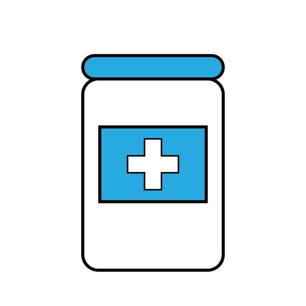 Medical tablets, pills bottle, simple flat illustration vector