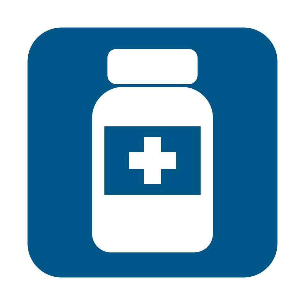 Medical tablets, pills bottle, simple flat illustration vector