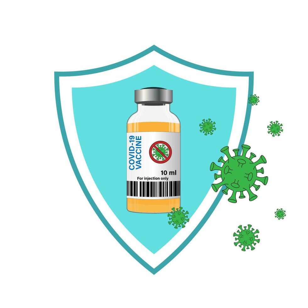Medical vaccine. Covid-19 coronavirus vaccination concept vector