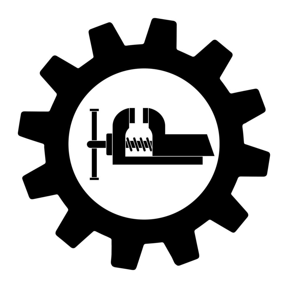 Isolated vise icon in gear. Simple illustration of work tool vector