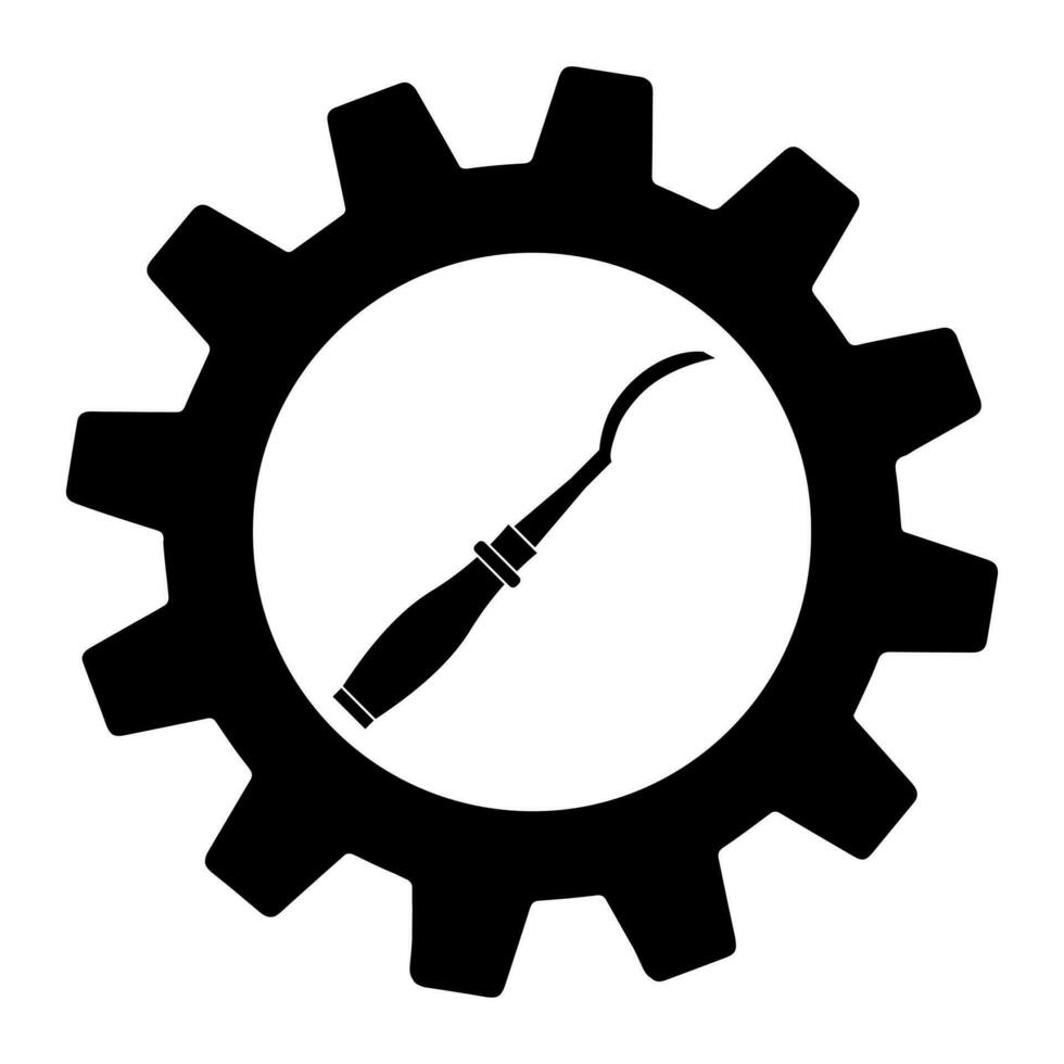 Simple illustration of chisel icon in gear for app or web vector