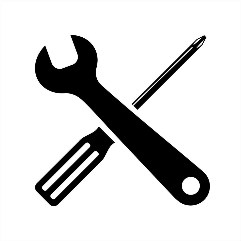 Simple spanners and crosshead screwdriver isolated. Icon for apps and websites vector