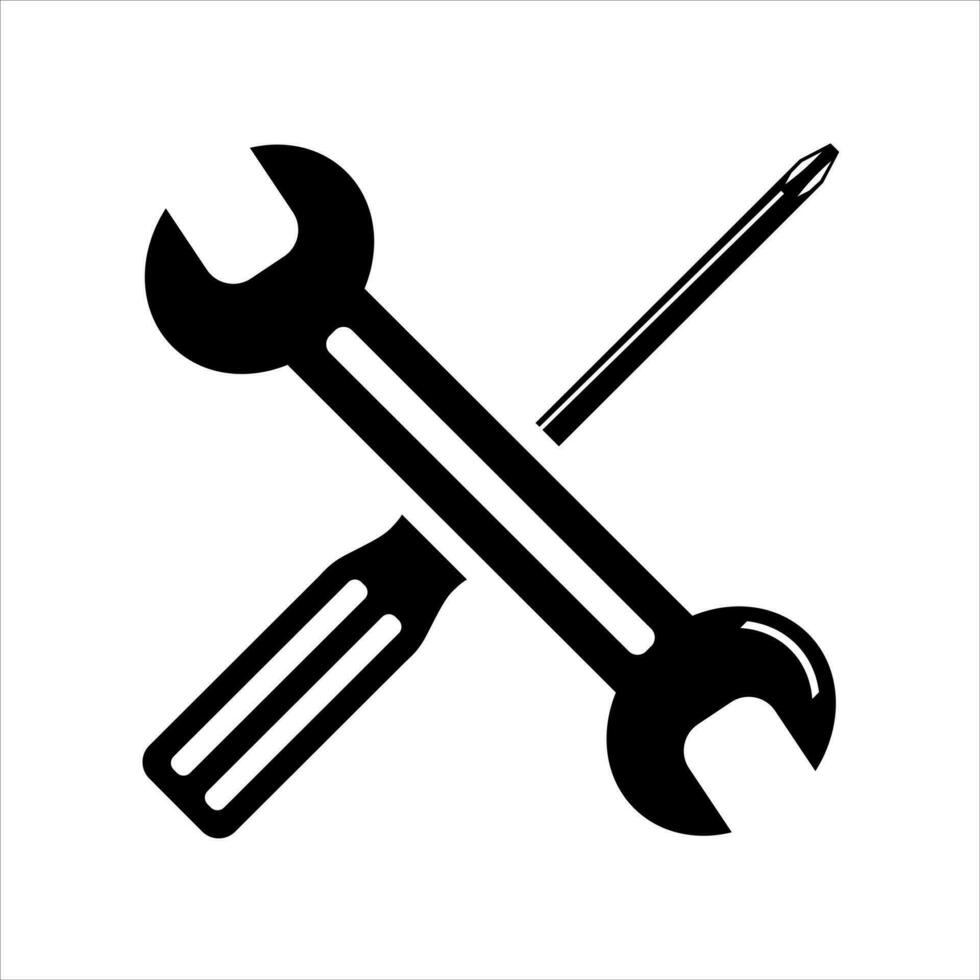 Simple spanners and crosshead screwdriver isolated. Icon for apps and websites vector