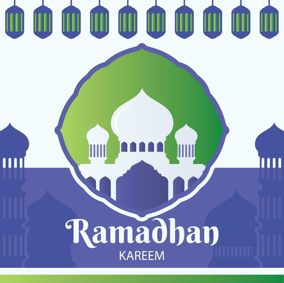 Ramadán saludo tarjeta diseño, en un divertido diseño estilo vector