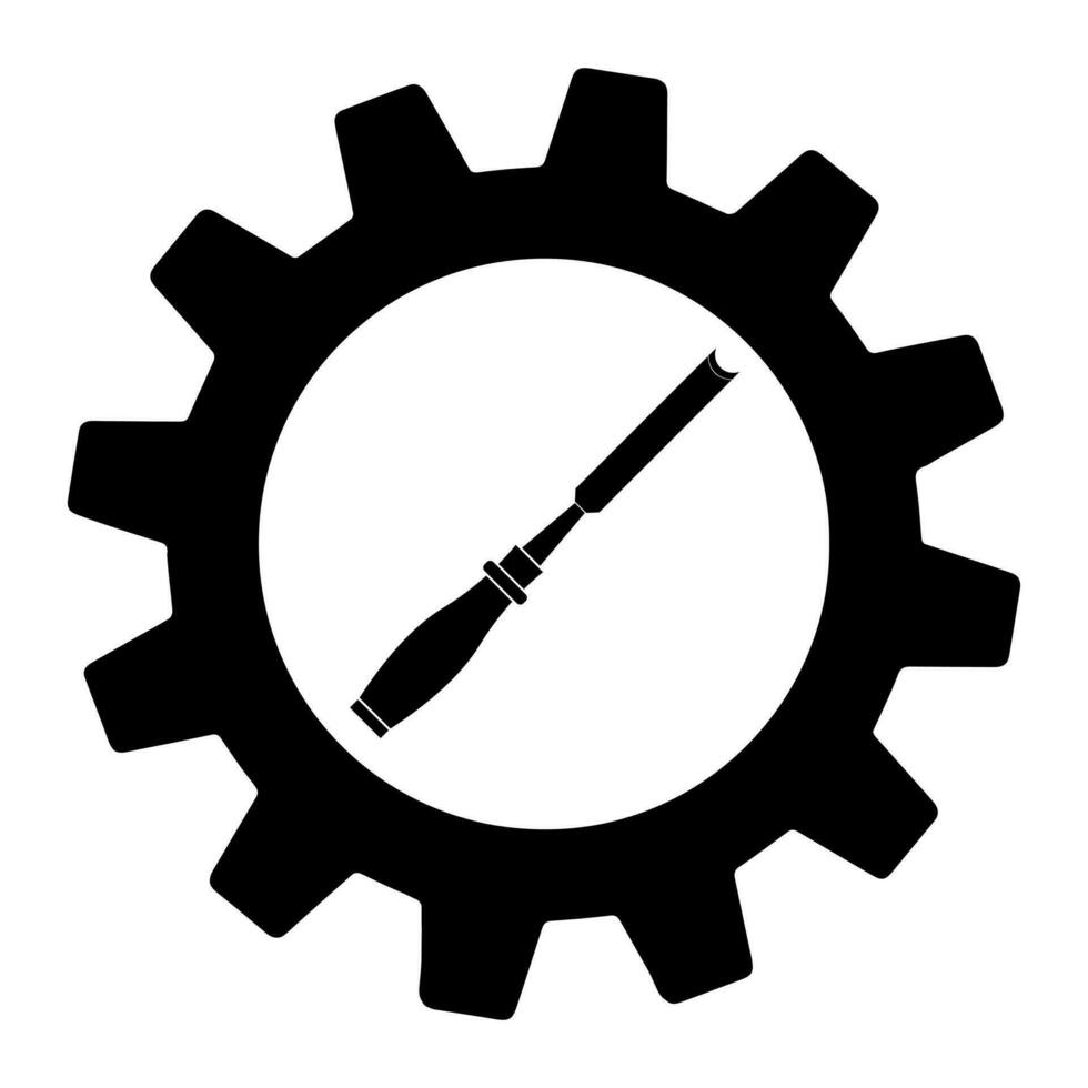 Simple illustration of chisel icon in gear for app or web vector