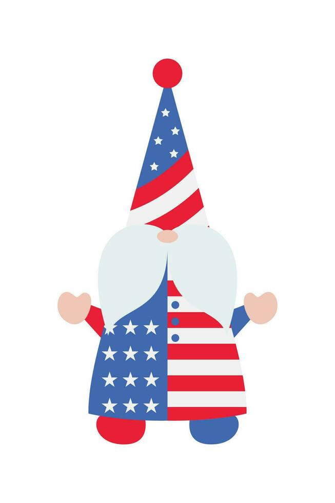 Patriotic Gnomes Illustration. Funny gnomes in America Independence Day costume carnival. 4th of July Gnome Clipart is suitable for Celebrating of 4th of July vector element design.