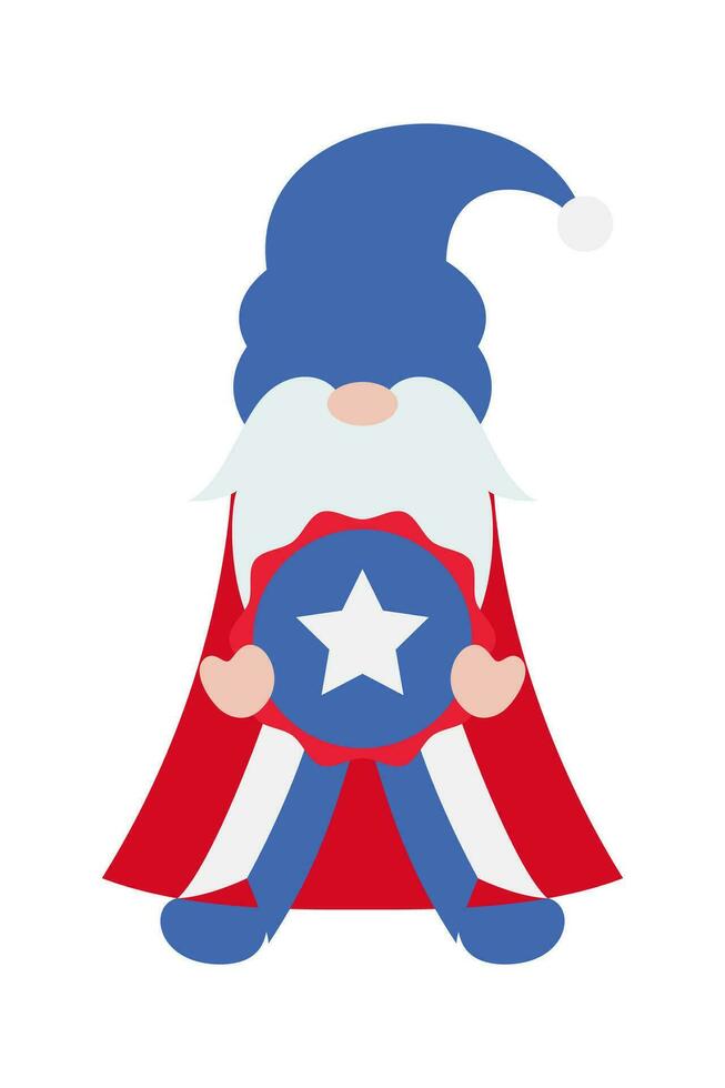 Patriotic Gnomes Illustration. Funny gnomes in America Independence Day costume carnival. 4th of July Gnome Clipart is suitable for Celebrating of 4th of July vector element design.