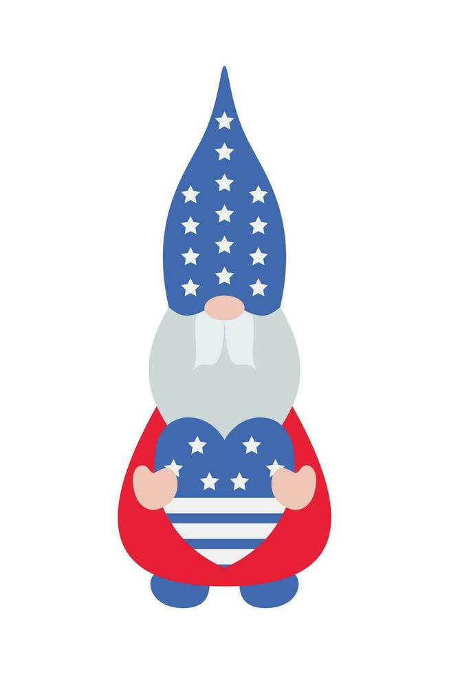 Patriotic Gnomes Illustration. Funny gnomes in America Independence Day costume carnival. 4th of July Gnome Clipart is suitable for Celebrating of 4th of July vector element design.