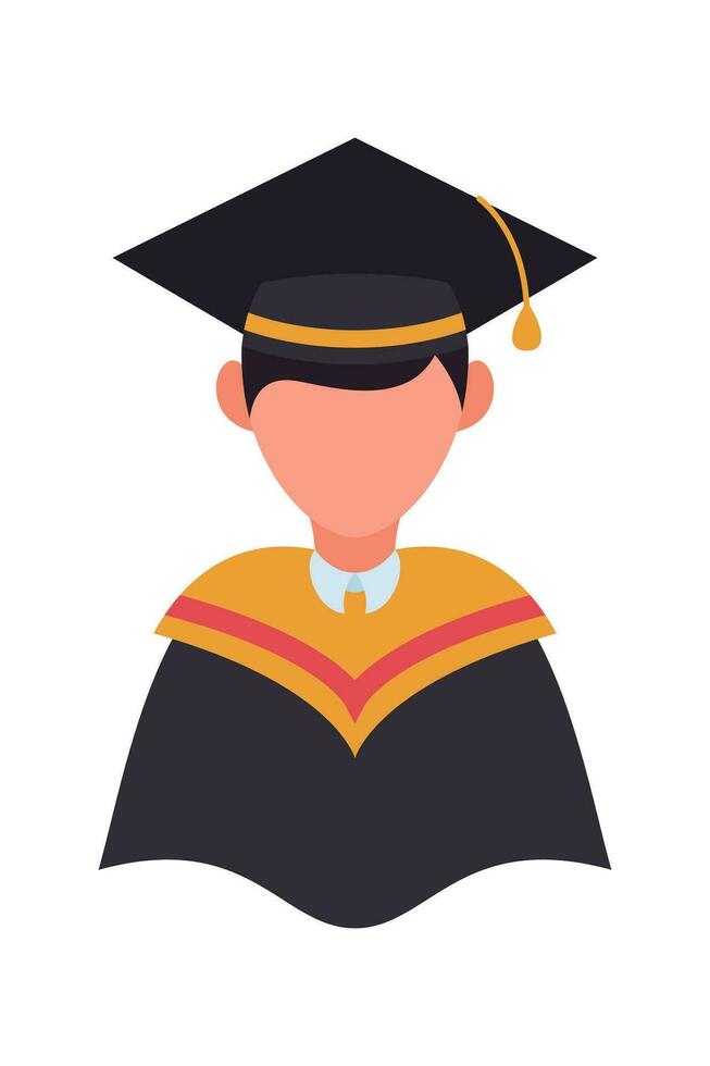 Graduate Student cartoon avatar on white background elements. Graduating Student Illustration.  Vector people illustration.