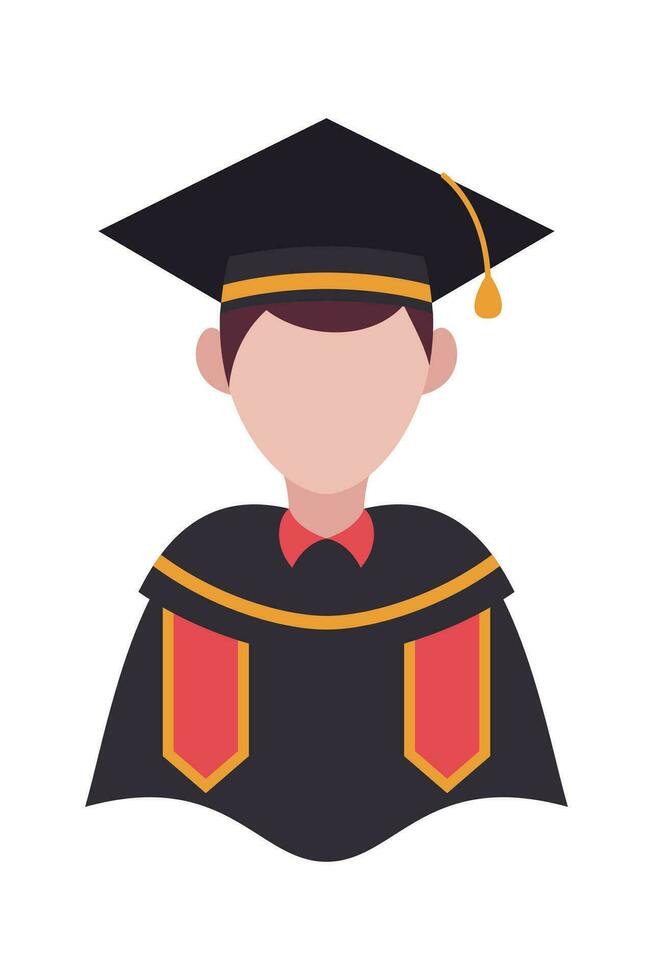Graduate Student cartoon avatar on white background elements. Graduating Student Illustration.  Vector people illustration.