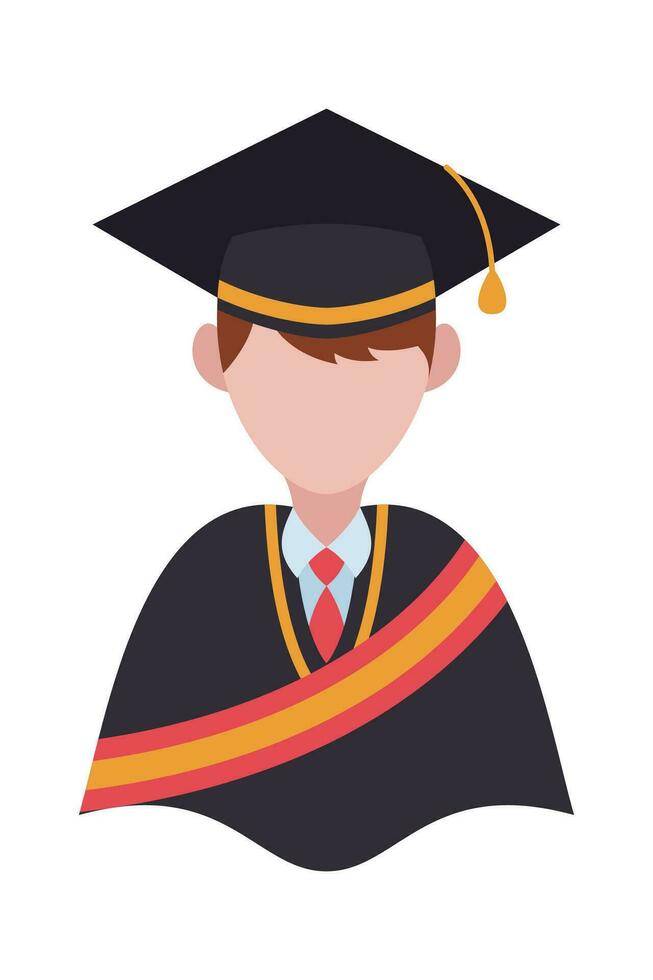 Graduate Student cartoon avatar on white background elements. Graduating Student Illustration.  Vector people illustration.