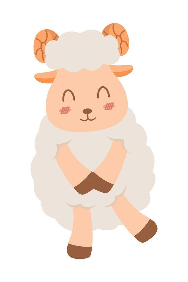Cute sheep mascot cartoon illustration. Cute animal character for nursery, mascot, Eid al-adha element design vector