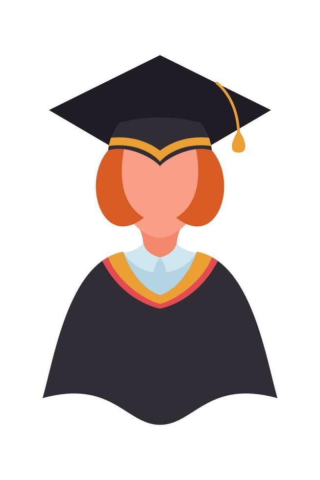 Graduate Student cartoon avatar on white background elements. Graduating Student Illustration.  Vector people illustration.