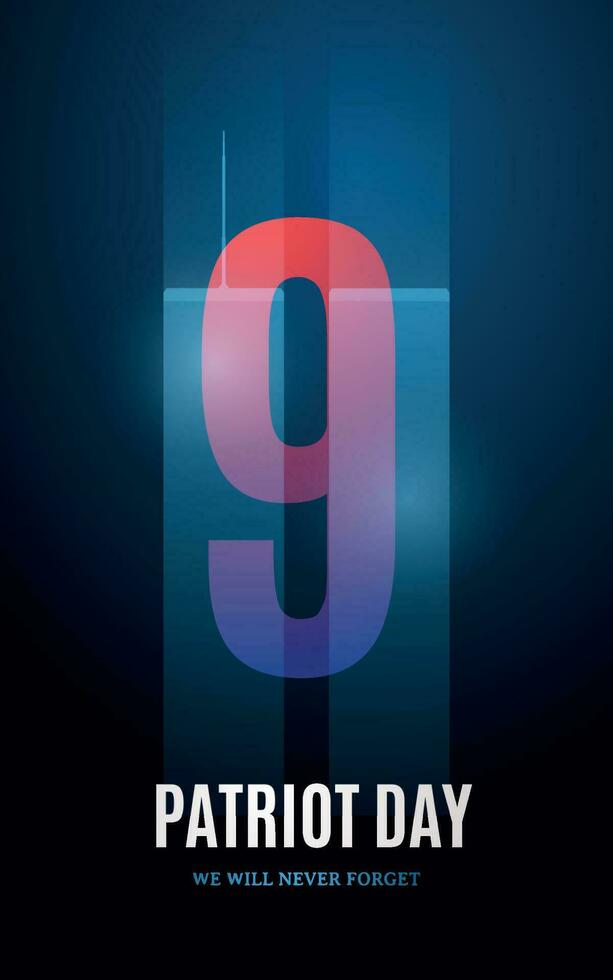 USA Patriot Day poster with Twin Towers silhuette and text . vector