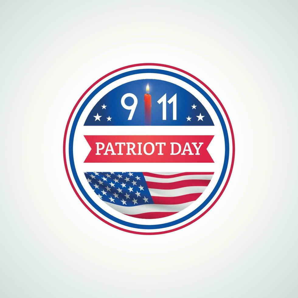 Patriot Day label with American flag. vector