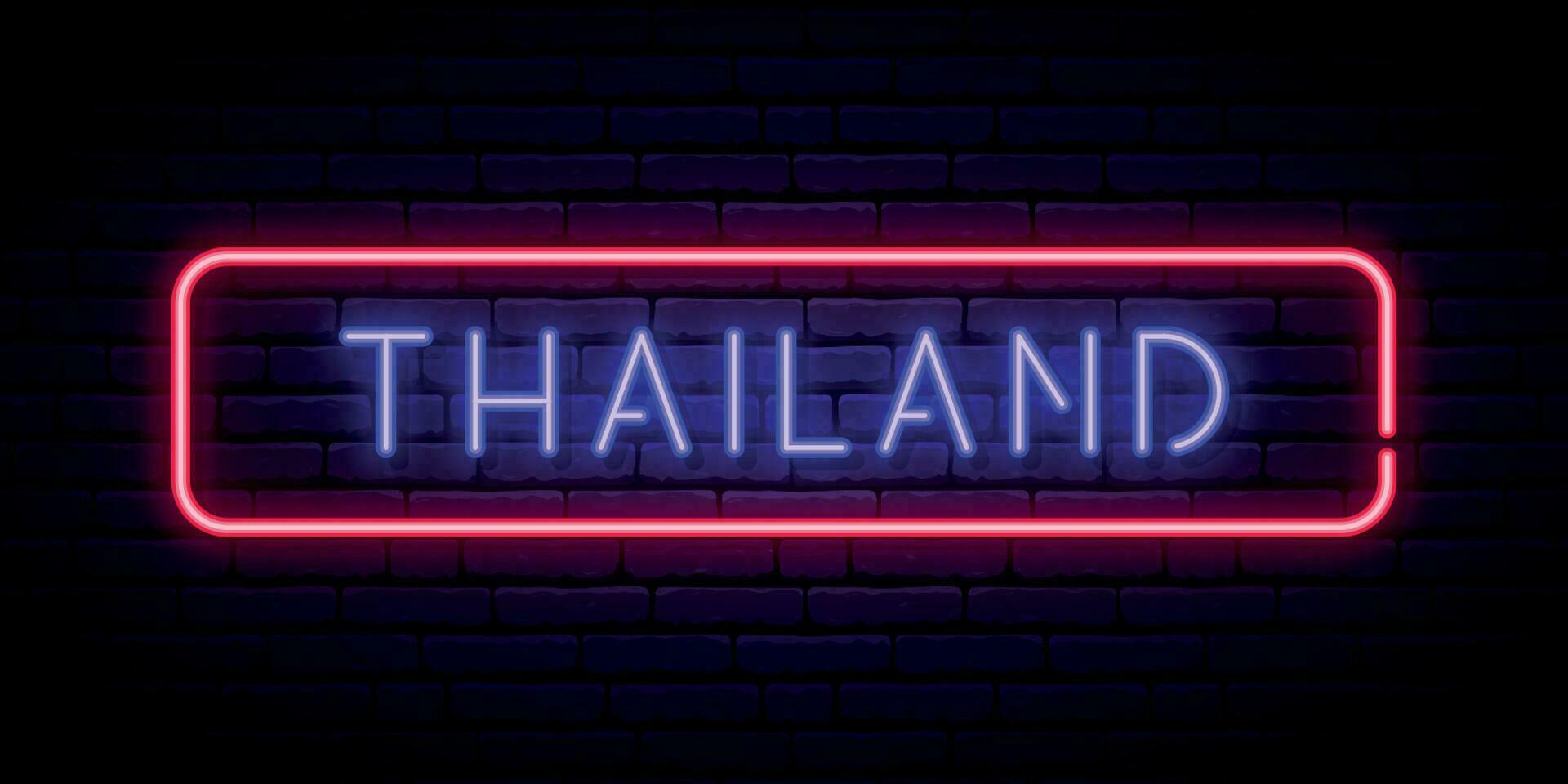 Thailand neon signboard. Glowing banner. vector