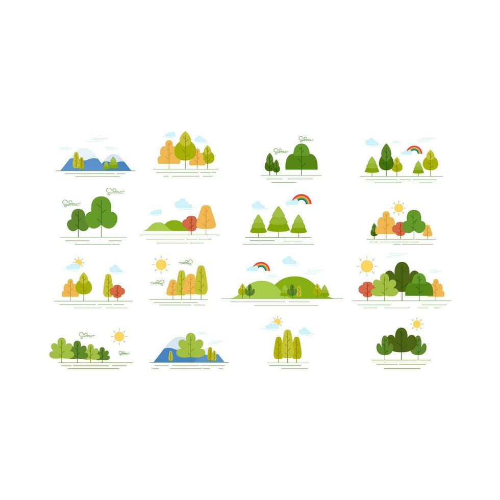 Vector illustration in simple minimal nature landscape, flat style abstract horizontal banner and background with copy space for text - header images for web