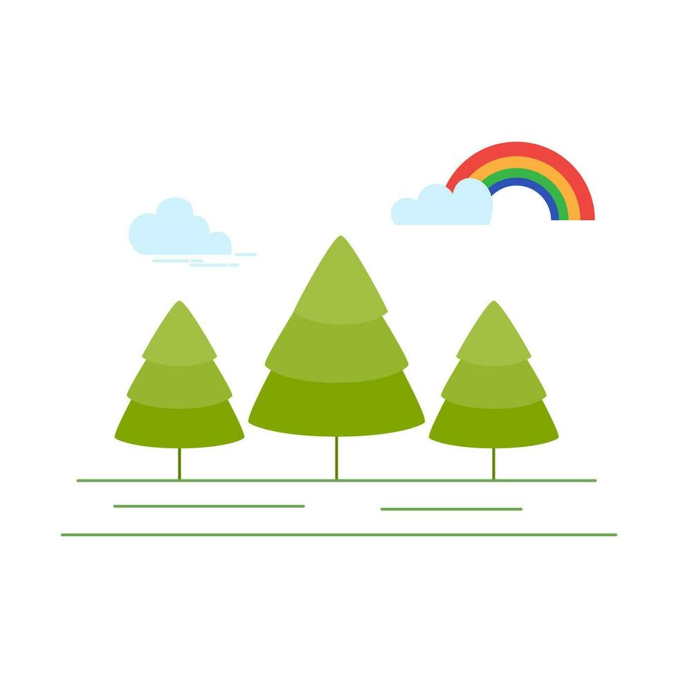 vector ilustración en sencillo mínimo naturaleza paisaje, plano estilo resumen horizontal bandera y antecedentes con Copiar espacio para texto - encabezamiento imágenes para web