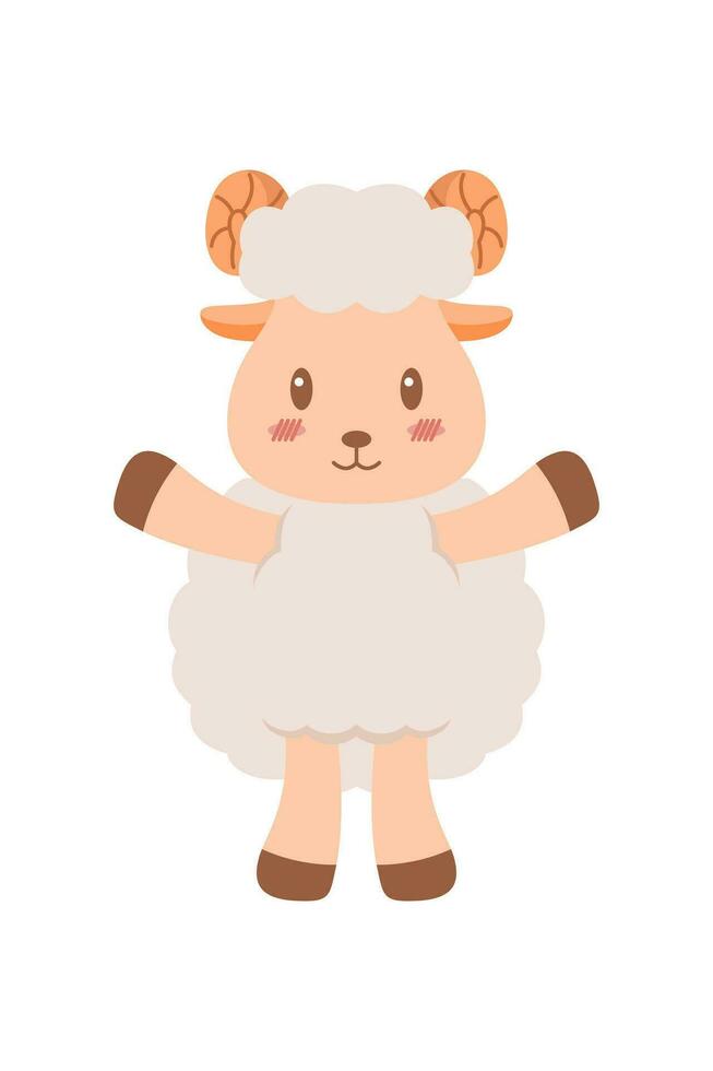 Cute sheep mascot cartoon illustration. Cute animal character for nursery, mascot, Eid al-adha element design vector