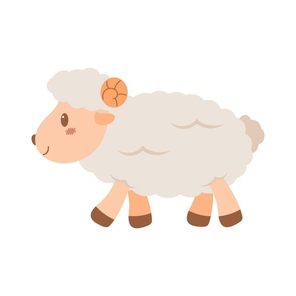 Cute sheep mascot cartoon illustration. Cute animal character for nursery, mascot, Eid al-adha element design vector