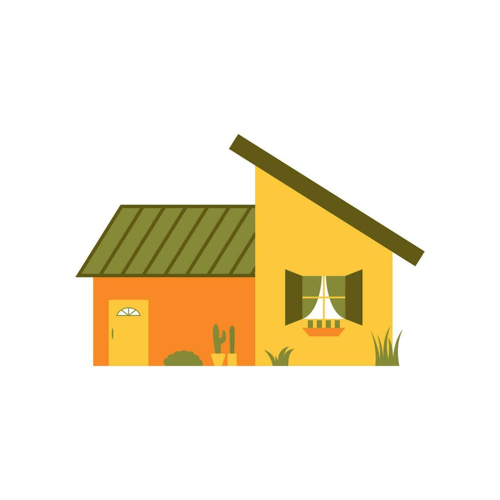 Cute Carton House Vector Illustration. The family house icon isolated on white background. Neighborhood with homes illustrated.