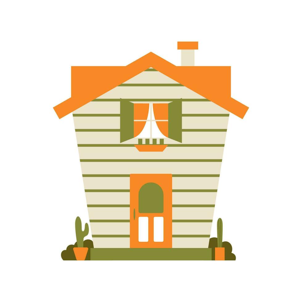 linda caja de cartón casa vector ilustración. el familia casa icono aislado en blanco antecedentes. barrio con casas ilustrado.