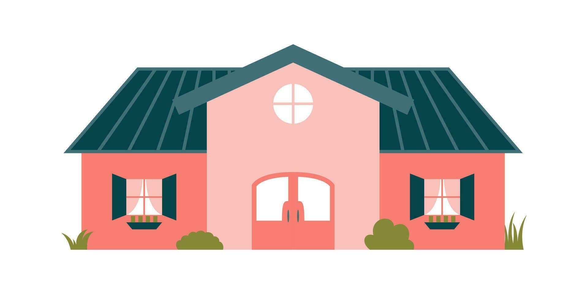 Cute Carton House Vector Illustration. The family house icon isolated on white background. Neighborhood with homes illustrated.