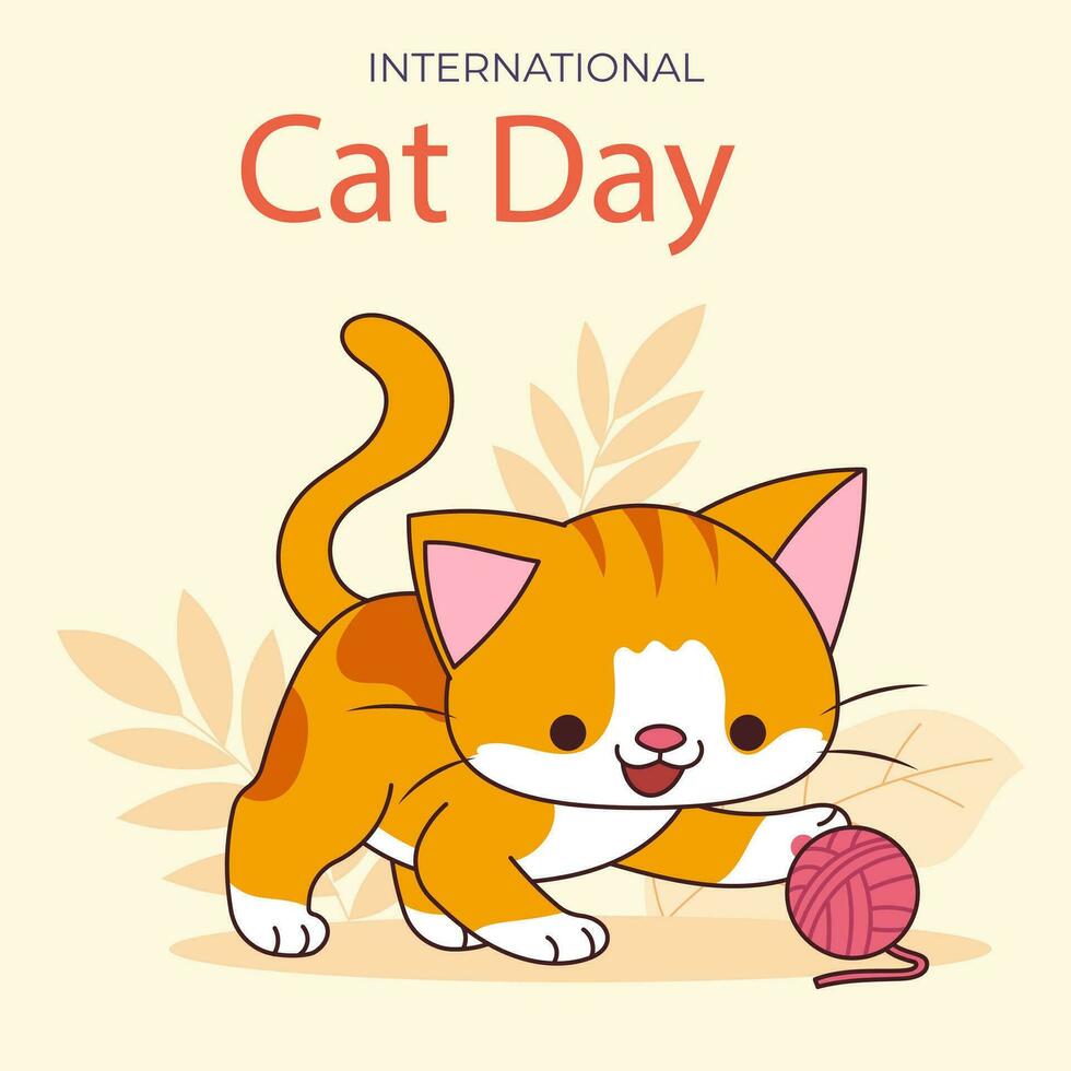 vector plano internacional gato día ilustración