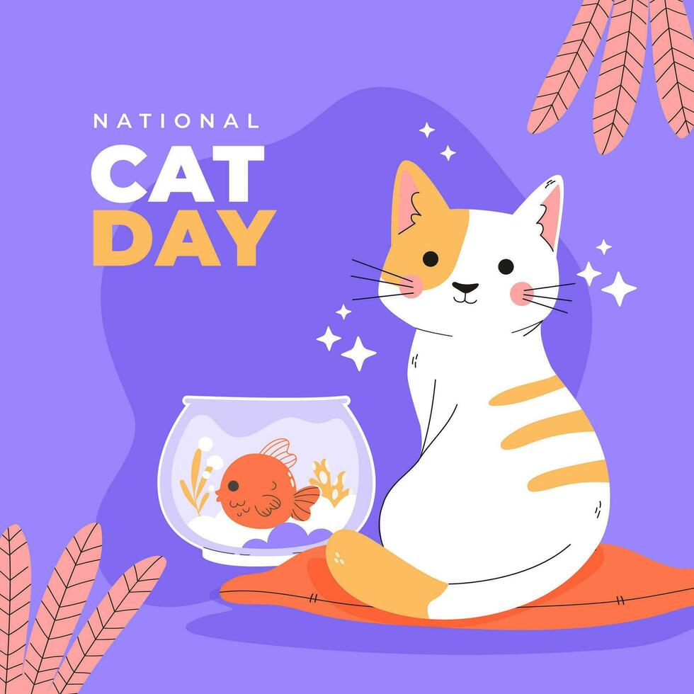 vector flat international cat day illustration