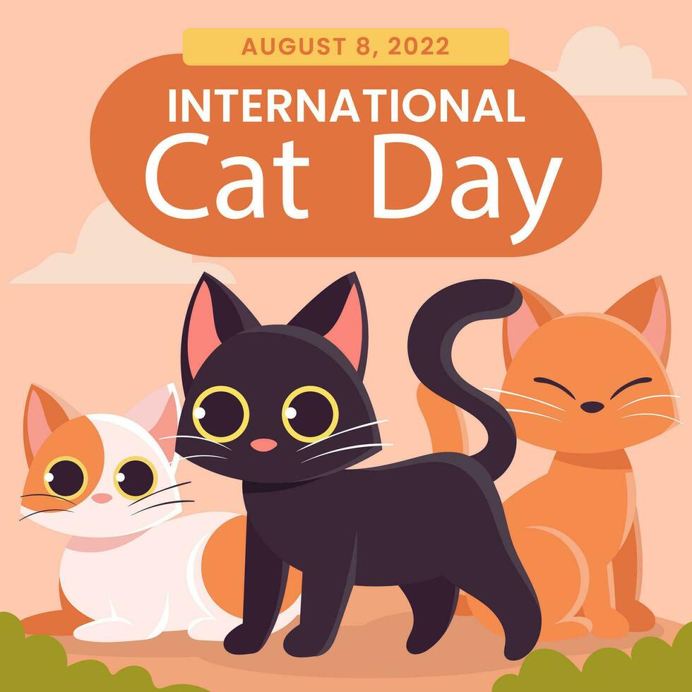 vector flat international cat day illustration