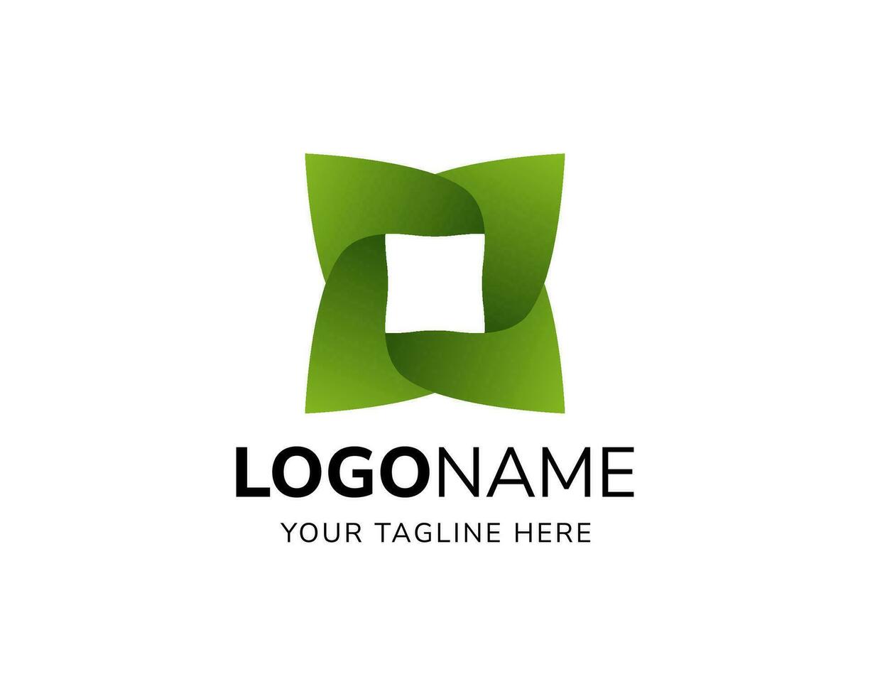 Vector four leaf with smooth greed gradient logo for agriculture company