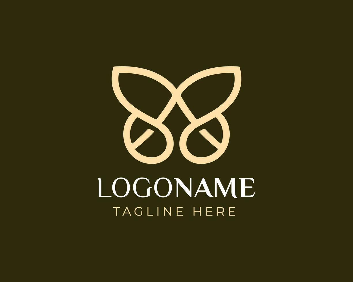 Vector luxury butterfly gold color for beauty clinic icon logo design template