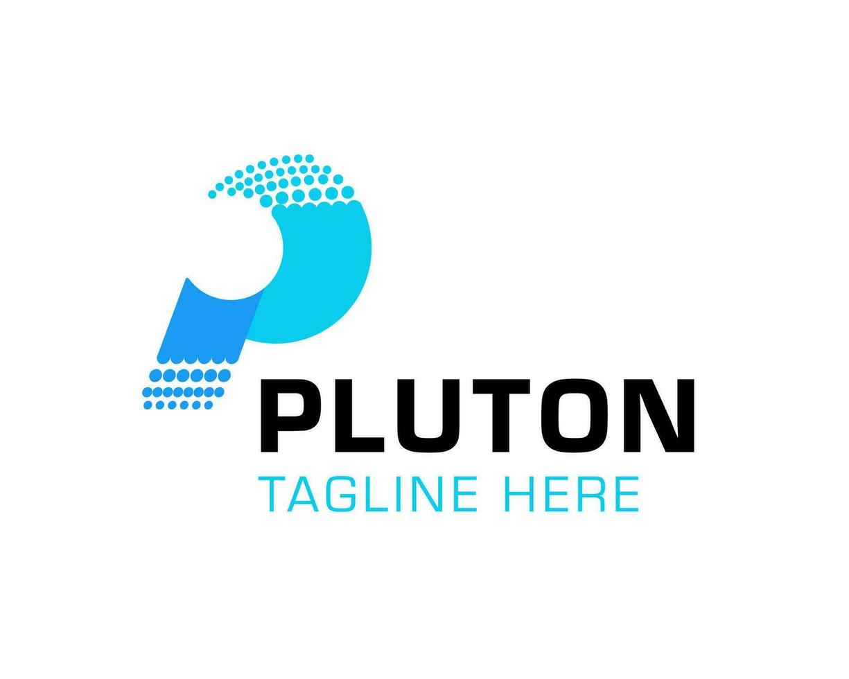 Vector letter p with pixels dot shape for technology and digital business company