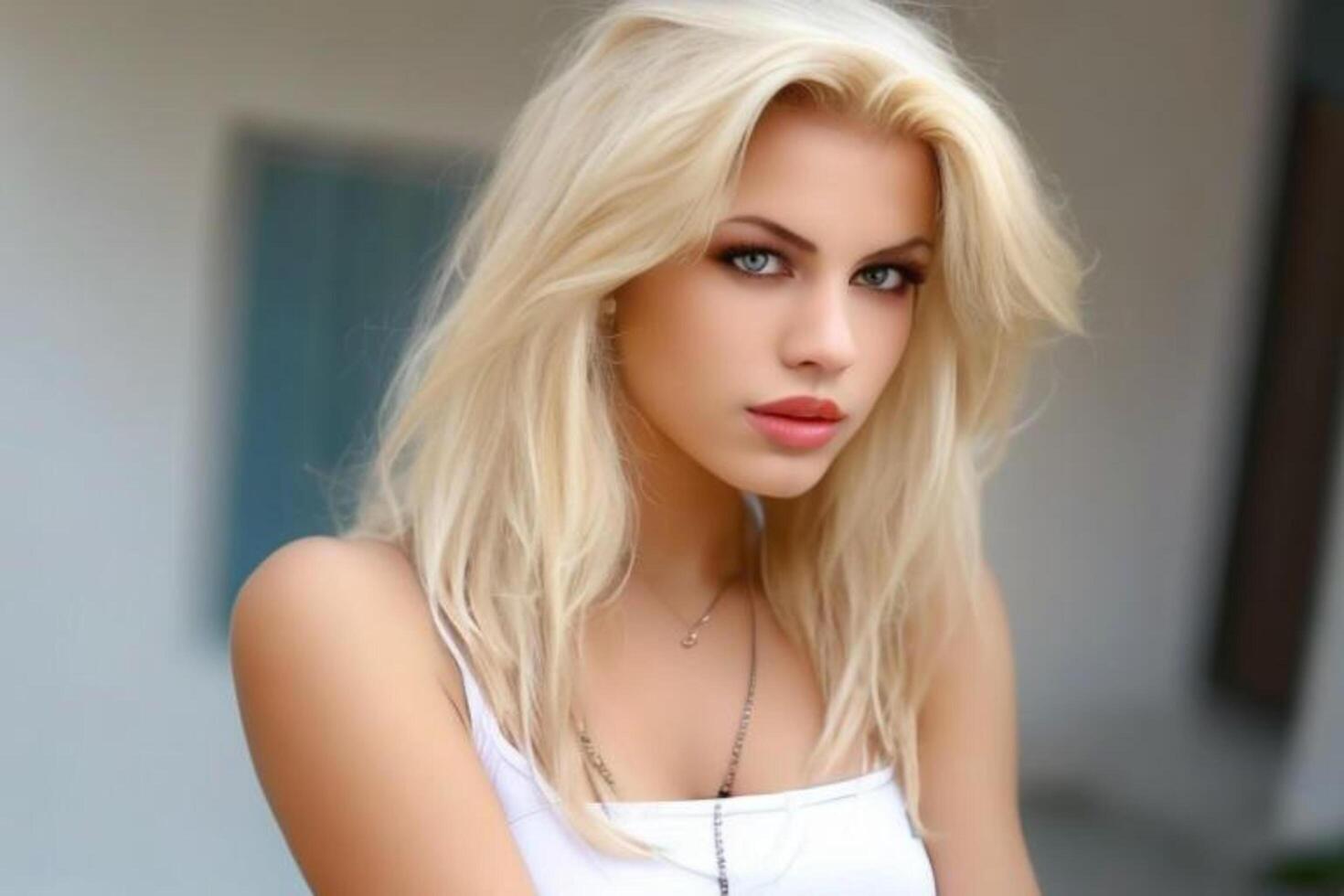 A woman with a white shirt photo