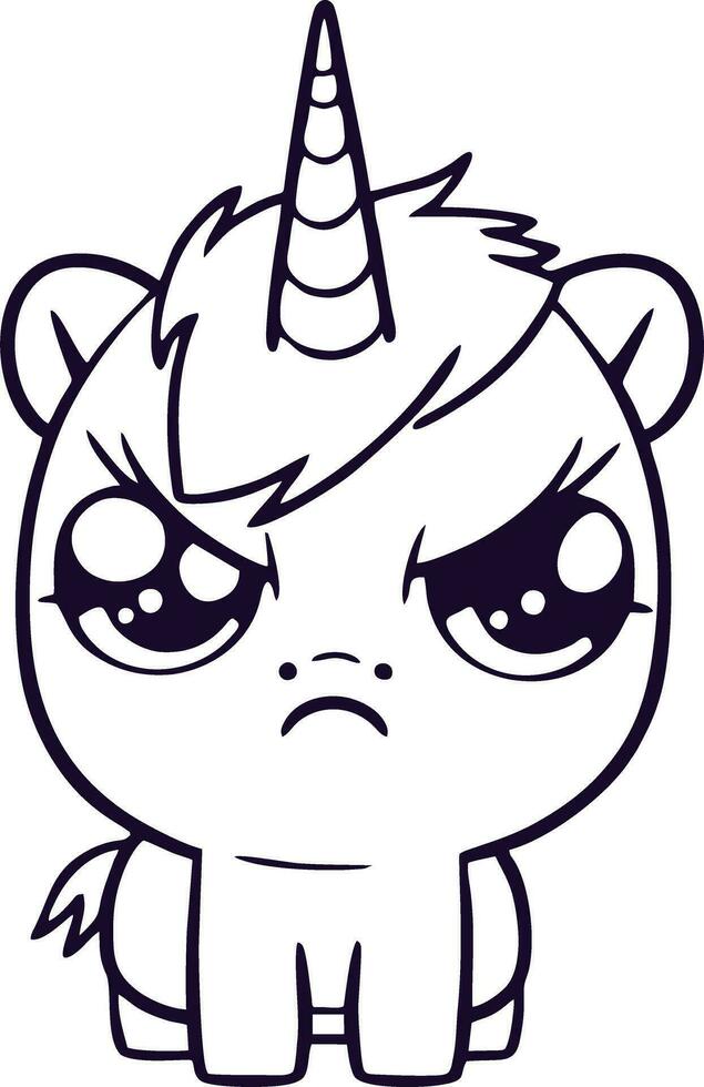 Cute angry unicorn vector