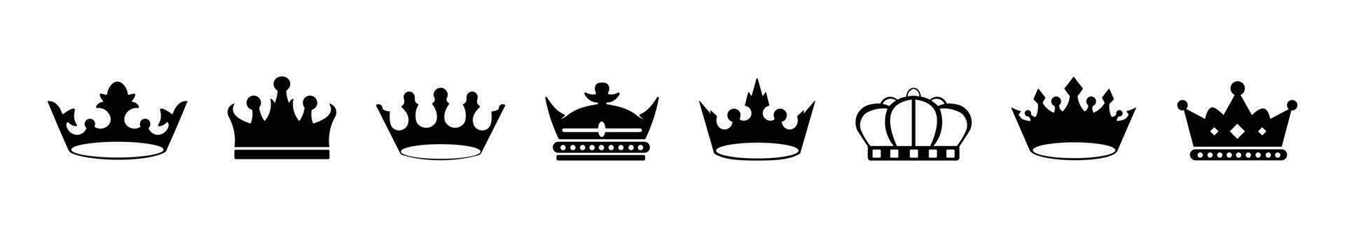 Crown set Royal icons collection set, Big collection crowns Vintage vector