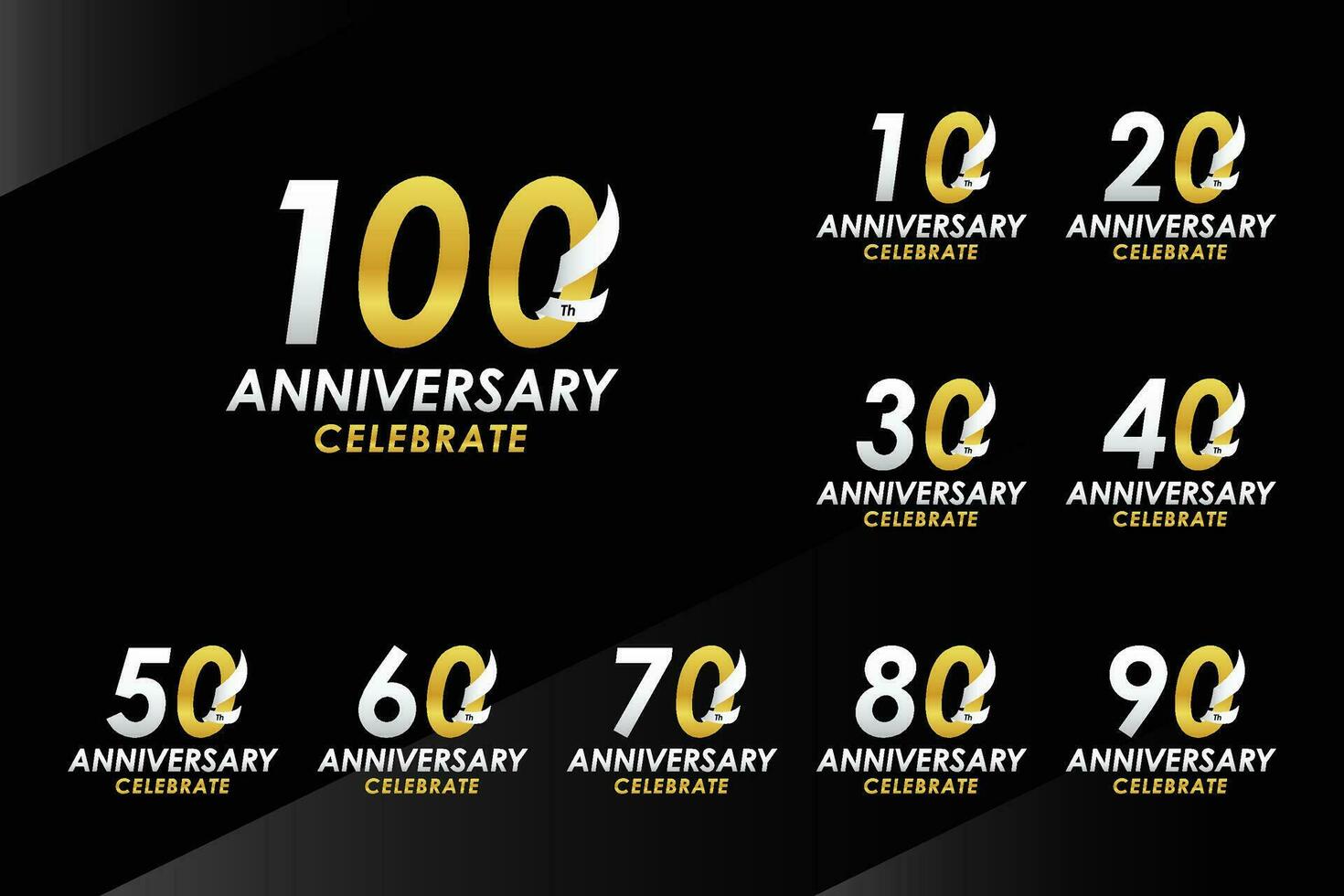 Anniversary Set Number Ribbon Design vector
